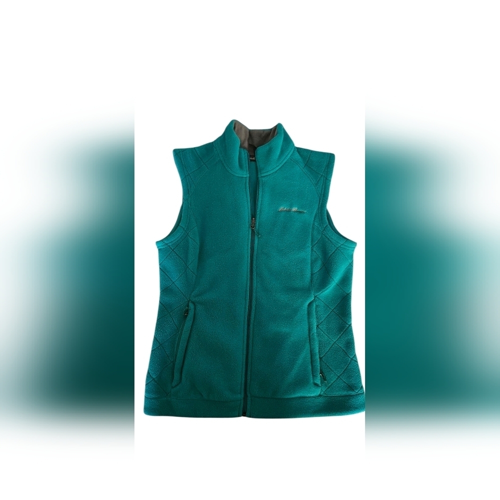 Eddie Bauer Turquoise Fleece Vest, Size Small.